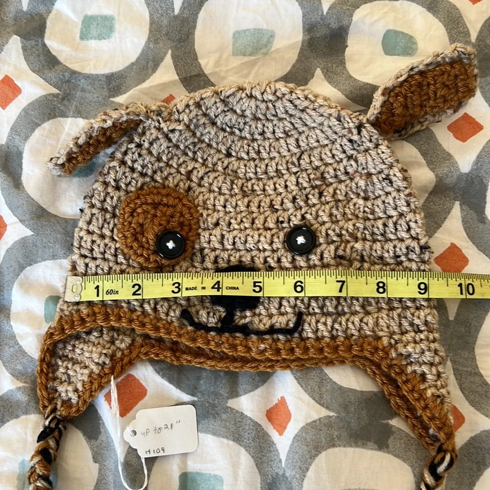 Handmade Crochet Dog hat and Dogs in costume fleece lovey